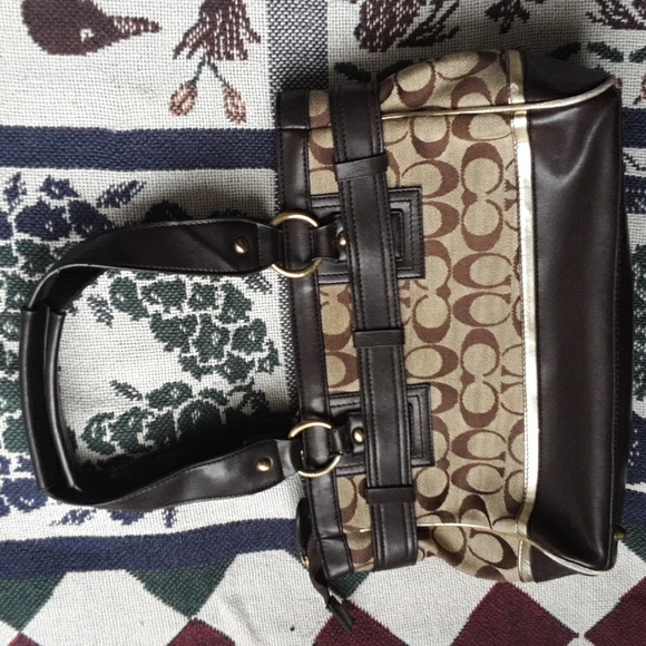 COACH Signature Lining  Leather/Canvas Handbag - Picture 4 of 12